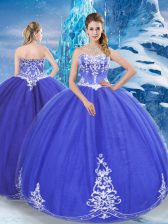 Fantastic Floor Length Ball Gowns Sleeveless Blue Ball Gown Prom Dress Zipper