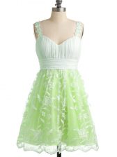 Delicate Lace Sleeveless Knee Length Dama Dress for Quinceanera and Lace