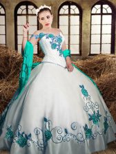 Noble Taffeta Sleeveless Floor Length Quinceanera Dress and Embroidery