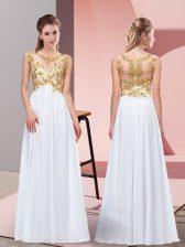 Low Price Floor Length Zipper White for Prom and Party with Appliques