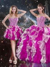 Flirting Multi-color Sweetheart Neckline Beading and Ruffles Quinceanera Dress Sleeveless Lace Up