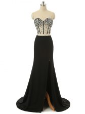 High Quality Black Sleeveless Elastic Woven Satin Brush Train Zipper for Prom and Party