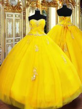 Traditional Sleeveless Lace Up Floor Length Beading and Appliques Ball Gown Prom Dress