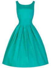 Delicate Taffeta Scoop Sleeveless Lace Up Ruching Vestidos de Damas in Turquoise