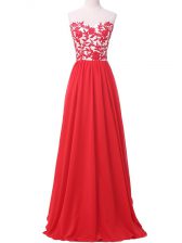 Custom Made Sweetheart Sleeveless Chiffon Prom Evening Gown Lace and Appliques Lace Up