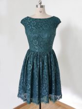  Lace Dama Dress Teal Lace Up Cap Sleeves Knee Length