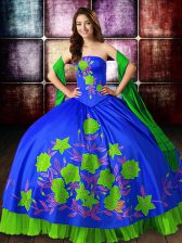 Exquisite Multi-color Lace Up Quinceanera Gown Embroidery Sleeveless Floor Length