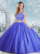  Floor Length Ball Gowns Sleeveless Blue Quinceanera Dresses Clasp Handle