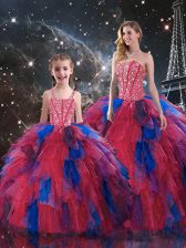  Multi-color Sweetheart Neckline Beading and Ruffled Layers Quinceanera Dresses Sleeveless Lace Up
