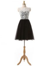 Black Tulle Zipper Scoop Sleeveless Mini Length Dress for Prom Lace and Appliques