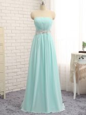  Floor Length Zipper Court Dresses for Sweet 16 Apple Green for Prom and Party and Wedding Party with Appliques and Ruching