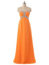 Beauteous Floor Length Orange Prom Dresses Sweetheart Sleeveless Lace Up
