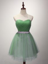 Noble A-line Quinceanera Court Dresses Sweetheart Tulle Sleeveless Mini Length Lace Up