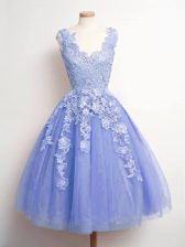  Lavender Sleeveless Tulle Lace Up Vestidos de Damas for Prom and Party and Wedding Party
