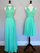 Fitting Turquoise Sleeveless Floor Length Ruching Lace Up Quinceanera Court Dresses