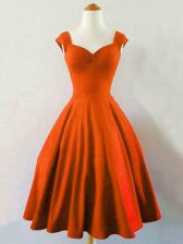 Inexpensive Rust Red Sleeveless Taffeta Lace Up Court Dresses for Sweet 16 for Prom and Party and Wedding Party