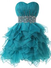 Cheap Teal Prom Evening Gown Sweetheart Sleeveless Lace Up
