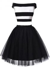 Dynamic White And Black Zipper Dress for Prom Ruching Sleeveless Mini Length