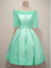  Lace Dama Dress Turquoise Lace Up Half Sleeves Knee Length