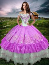 Exceptional Lilac Sleeveless Beading and Embroidery and Ruffled Layers Floor Length Quinceanera Dresses