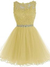  Scoop Sleeveless Tulle Dress for Prom Beading and Lace and Appliques Zipper