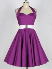 Cute Sleeveless Lace Up Knee Length Belt Dama Dress for Quinceanera