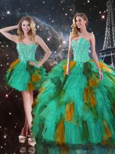  Floor Length Multi-color Sweet 16 Quinceanera Dress Tulle Sleeveless Ruffles