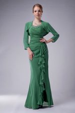 Top Selling Straps Sleeveless Dress for Prom Floor Length Beading Green Chiffon