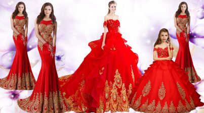  Ball Gowns Sleeveless Red Vestidos de Quinceanera Brush Train Lace Up