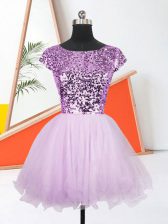 New Arrival Sleeveless Lace Up Mini Length Sequins Prom Party Dress