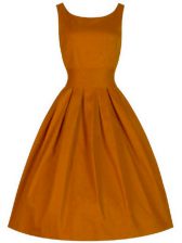 High Quality Ruching Dama Dress Orange Lace Up Sleeveless Knee Length
