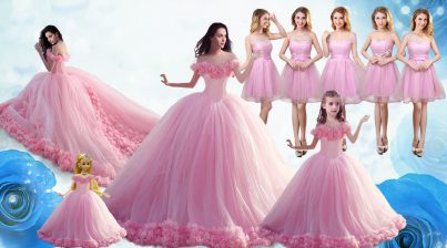 Free and Easy Sleeveless Floor Length Ruffles Lace Up Quinceanera Gown with Baby Pink