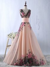  Sleeveless Ruching Lace Up Prom Dress