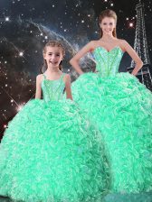 Decent Floor Length Ball Gowns Sleeveless Apple Green 15 Quinceanera Dress Lace Up