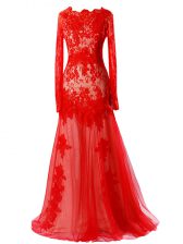  Floor Length Zipper Prom Gown Red for Prom and Military Ball and Sweet 16 with Beading and Lace