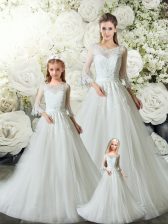 White Sleeveless Lace Zipper Quinceanera Dresses
