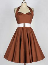 Elegant Brown Sleeveless Taffeta Zipper Quinceanera Court of Honor Dress for Prom and Party and Wedding Party