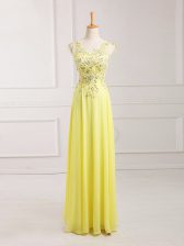 New Style Yellow Prom Dresses V-neck Sleeveless Zipper