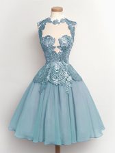Exceptional High-neck Sleeveless Chiffon Court Dresses for Sweet 16 Lace Lace Up