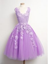 Attractive Lilac Sleeveless Tulle Lace Up Court Dresses for Sweet 16 for Prom and Party and Wedding Party