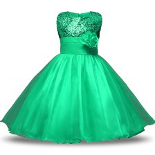  Turquoise Flower Girl Dresses Military Ball and Sweet 16 and Quinceanera with Belt and Hand Made Flower Scoop Sleeveless Zipper