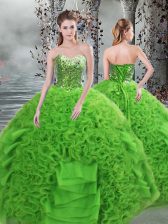 Vintage Green Sweetheart Lace Up Beading and Ruffles Vestidos de Quinceanera Sleeveless