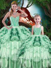  Sleeveless Beading and Ruffles and Ruffled Layers Lace Up Sweet 16 Quinceanera Dress