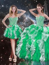 Dramatic Multi-color Ball Gowns Ruffles Quinceanera Dresses Lace Up Organza Sleeveless Floor Length