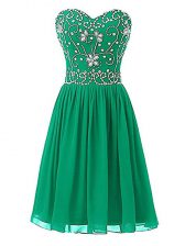 Eye-catching Knee Length Empire Sleeveless Green Prom Dresses Zipper