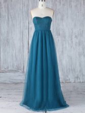 Enchanting Teal Quinceanera Court of Honor Dress Prom and Party and Wedding Party with Appliques Sweetheart Sleeveless Side Zipper