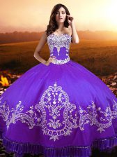  Ball Gowns Quinceanera Dresses Purple Sweetheart Taffeta Sleeveless Floor Length Lace Up