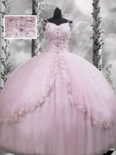 Fantastic Cap Sleeves Brush Train Side Zipper Beading and Appliques Quinceanera Gowns