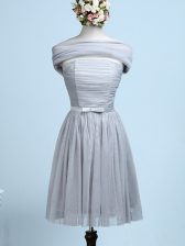  Grey Dama Dress for Quinceanera Prom and Party and Wedding Party with Belt Strapless Sleeveless Side Zipper