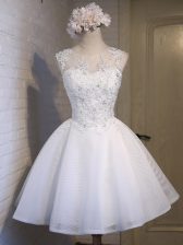 New Arrival Sleeveless Lace Up Mini Length Lace Dama Dress for Quinceanera